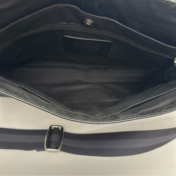 Coach Black Leather Messenger with Striped Webbing Strap - Picture 7 of 16